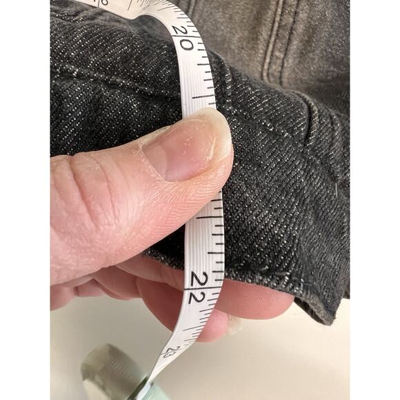 Y2K L.E.i Black Distressed Jean Denim Jacket Faux Fur Collar XXL 2XL Edgy Grunge - Picture 7 of 9